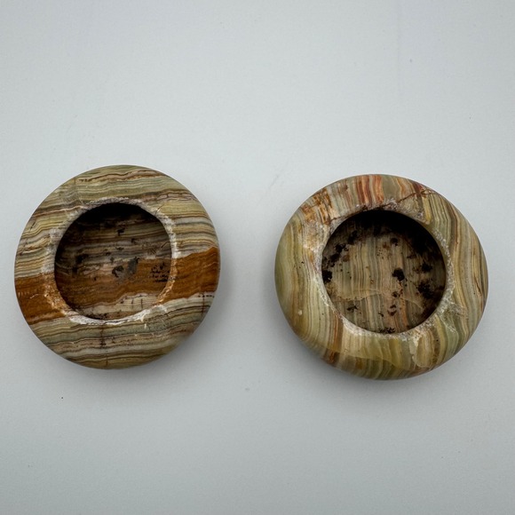 Onyx Stone Striped Pattern Ash‎ Tray Set Home Decor - Picture 3 of 5